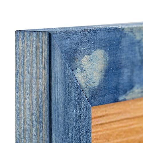 Rustic Wooden Square Picture Frames 8x8 - Set of 2-100% Natural Farmhouse Washed Barn Wood with Real Glass for Wall Mounting and Tabletop Photo Frame - Navy Blue - color: Navy Blue
