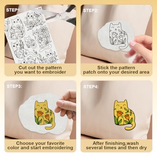 20Pcs Cartoon Kitten Cat Water Soluble Hand Sewing Stabilizers - style: Cat