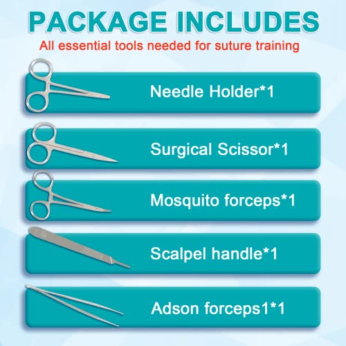 Suture Practice Kit with 240g Silicone Suturing Pad, 20 Assorted Practice Sutures, Reusable Training Tools, 14 Practice Patterns, Educational Simulation Use Only - style: 20 packs of sutures