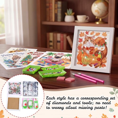 Trandraft 13 Pcs Cat Holiday Small Diamond Art Kits for Adults Craft - style: Cat Style