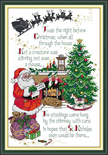 CaptainCrafts Cross Stitch Kits, Counted Cross Stitch Unpreprint Fabrics Christmas Style Embroidery Kits for Adults Beginners (Unpreprint 14CT, Merry Christmas) - color: Merry Christmas, size: Unpreprint 14CT