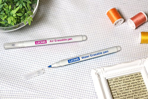LEONIS 5 Water Erasable Fabric Marking Pen Blue & 5 Disappearing Ink Fabric Marking Pen [ 78008_78009 ] - size: 2 Count (Pack of 5)
