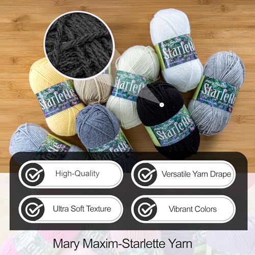 Mary Maxim Starlette Yarn, Acrylic Yarn, 3.5 OZ, 180 Yards, Black - color: Black