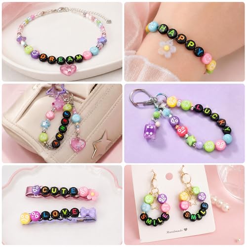 1500PCS Letter Beads, 4x7mm Alphabet Beads and Mixed Emoticon Beads - color: B+emoji