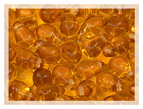 Czech 50-Piece Glass Beads, 6x9mm, Teardrop Amber Topaz Orange Transparent - color: Amber