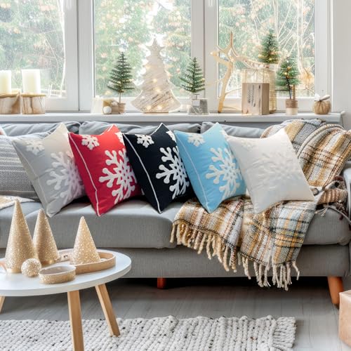 Elife Christmas Pillow Covers, Winter Pillow Covers 18*18 Set of 2 (White) - color: White