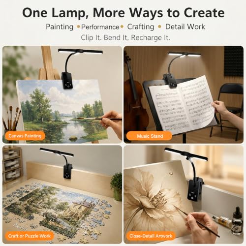 2 Pack Clip-On Easel Light, Rechargeable Artist Lamp for Painting