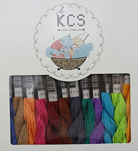 KCS 328 Yards(300 Meters) Mercerized Pearl Cotton Crochet Needlepoint Thread,Size 5, 12 skeins,Mixed Color 16 - color: 12color16, size: 12 skeins