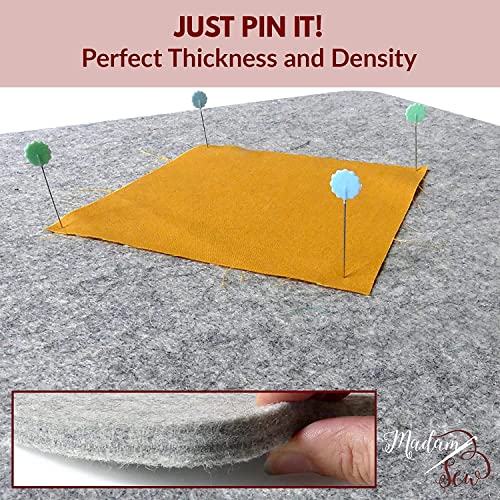 Madam Sew Natural Wool Pressing mat for Quilting |100% Wool Felt Ironing Pad | Wool Ironing Mat for Quilters,Crisp Seams on Quilt Blocks,Sewing Projects & Embroidery- Ironing mat for Sewing XL17”x24” - size: 17” x 24”