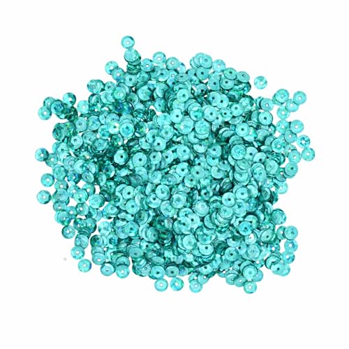 Mandala Crafts 6mm Cup Holographic Peacock Green Sewing Embroidery Sequins - color: Holographic Peacock Green, size: 6mm Cup Sequins