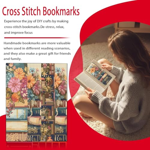 niurenmaoyi 6 Pack Flower Bookmark Stamped Cross Stitch Kits for Beginner - color: Cross Stitch Kits0512-05
