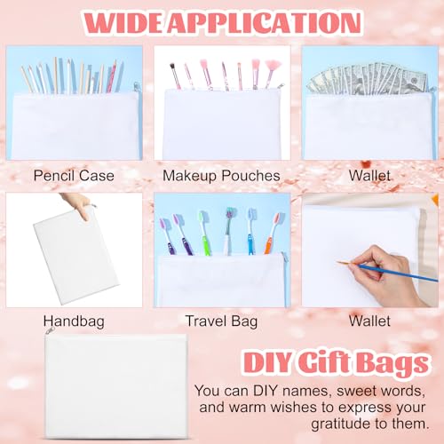 30 Pcs Canvas Zipper Pouch, 12x9 Inch Large Canvas Makeup Bags Bulk with Zipper, White Canvas Zipper Pouch Bags for Women, Blank Canvas Cosmetic Bag With Zipper for Travel, Toiletry, DIY Crafts