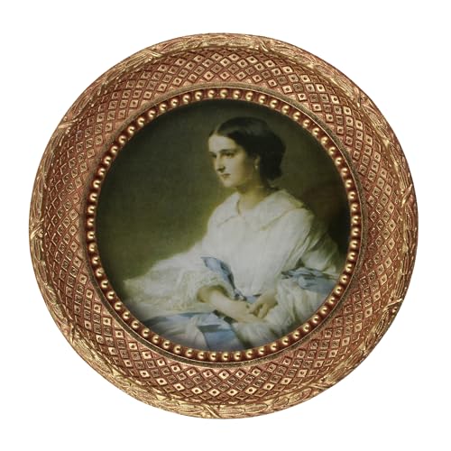 Antique Gold 8x8 Round Picture Frame – Vintage Frame with Glass Front – Art Deco Wall Display - color: 8x8 inch (Round)