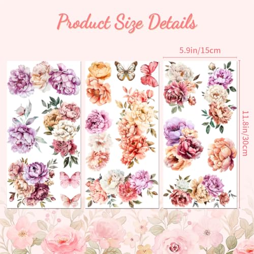 Peacoblue French Peonies Rub On Transfers for Furniture Craft 6"x12" - style: French Peonies