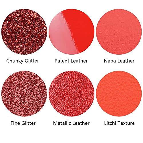 Litchi 6 Pack 8x12 Inch Faux Leather Sheets for Bow Earring, Easy to Cut Vinyl Fabric for Cricut, Durable Fade Resistant Leatherette Without Smell, Red - color: Red