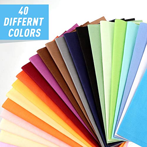 Macarrie 40 Pcs 10 x 10 Inch Cotton Fabric Squares Crafts Fabric Quilting Patchwork Bundles Multicolor Squares Sewing Craft Precut Materials Scrap for DIY Craft Holiday Cloths Handmade(Classic Color)