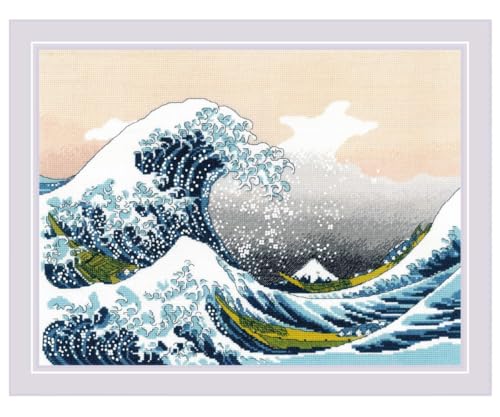 RIOLIS 2186 Great Wave Off Kanagawa After K. Hokusai Cross Stitch Kit - style: The Great Wave Off Kanagawa After K. Hokusai 2186