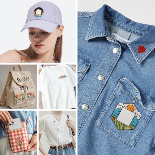 4 Sheets Water Soluble Embroidery Stabilizer,54 Pcs Stick and Stitch Embroidery Patterns,Wash Away Paper with Pre-Printed Floral Designs,Self Adhesive Transfer Paper for Hat Cap Hand Sewing Beginners - size: Pattern: Flower (Style 1)