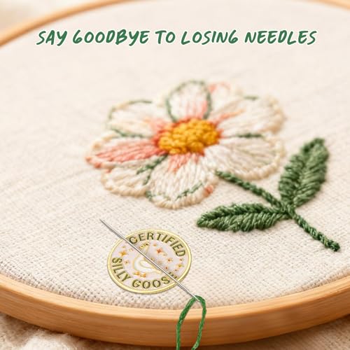 WUSUTE Funny Needle Minder for Cross Stitch, Certified Silly Goose Needle Minder Magnet for Organizing, Embroidery Sewing Needle Holder Needlework Accessories - color: White Certified Silly Goose
