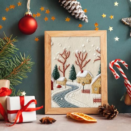 Peryiter 6 Sets Christmas Embroidery Kits for Beginners