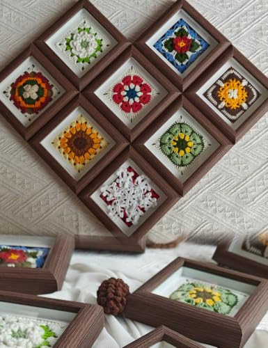 4x4 Small Shadow Box Picture Frame Display Case Tabletop Wall,3-Pack Brown - color: 3pcs brown
