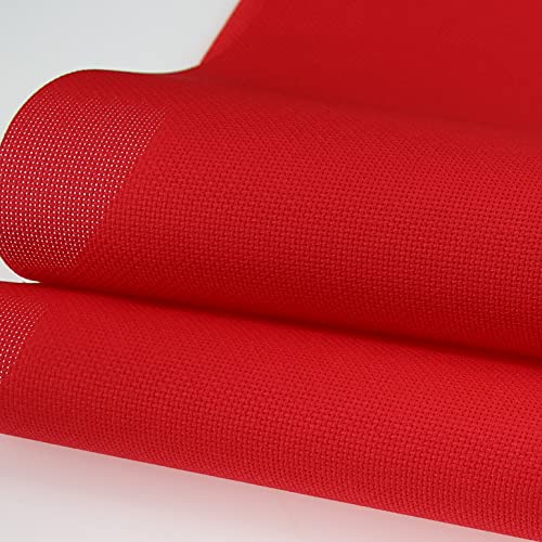 19" x 28" 18CT Counted Cotton Aida Cloth Cross Stitch Fabric (Red) - color: Red