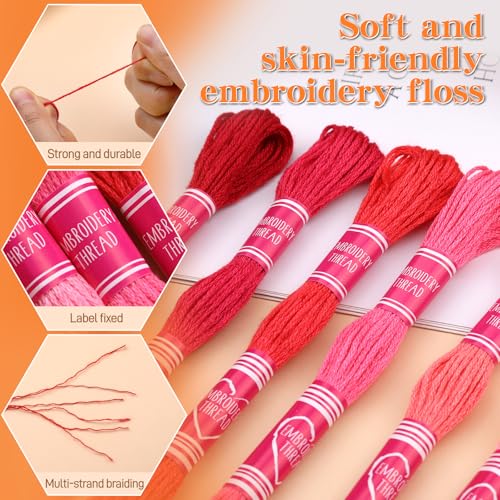 12 Skeins Embroidery Floss, Red Series 105 Yards Embroidery Thread - color: Red Series