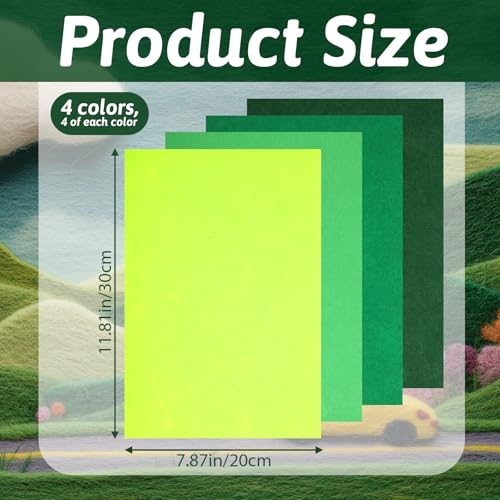 Green Felt Sheets, 16 Pieces Green Felt Fabric Sheets