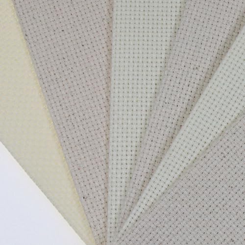 KCS 6 pc of 12" x 18"(30cmx45cm) 14CT Counted Cotton Aida Cloth Cross Stitch Fabric (Cream+Oatmeal) - color: Cream+oatmeal