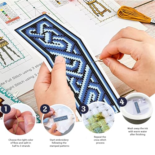 FREEBLOSS 6 Set Cross Stitch Bookmark Kit Cross Stitch Kit Celtic Knots Stamped Embroidery Bookmark with Instruction Cross Stitch Kits for Adults DIY Bookmark Kit 8.66''x3.15'' - style: Celtic Knot