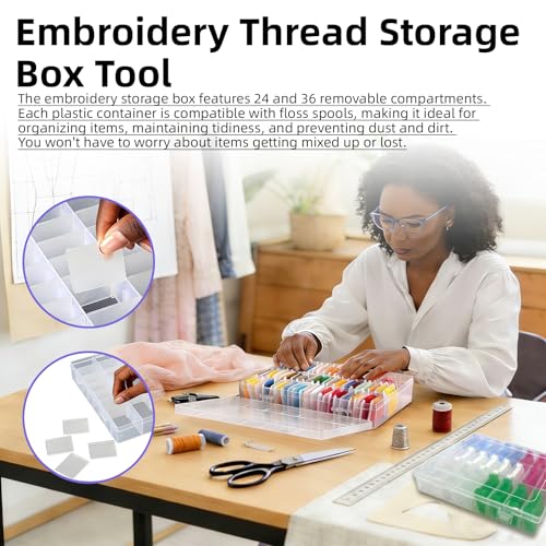 2 Pack Embroidery Floss Organizer Box for DIY Sewing, Craft Storage