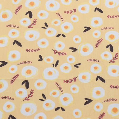 Yellow Floral Print Cotton Fabric Fat Quarter Bundles - Soft Baby Quilting Fabric Material for Sewing, Apparel, Bags, Upholstery, and Crafts, 7 pcs 15.7" x 19.7" Pre Cut - color: Yellow Floral