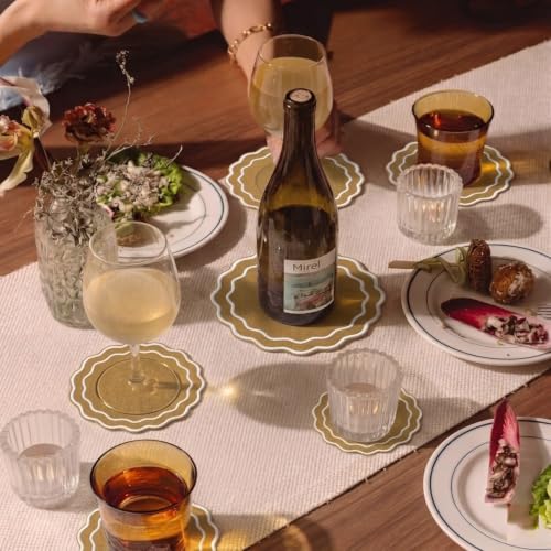 Linen Coasters for Drinks, Set of 6, 6 inch, Curry - color: 1276 - Curry, size: 6 inches