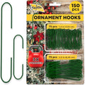Leafeon 150 Pack Ornament Hooks for Christmas - Essential Christmas Ornament Hangers - Perfect Xmas Ornament Hangers for Christmas Tree Decoration Green