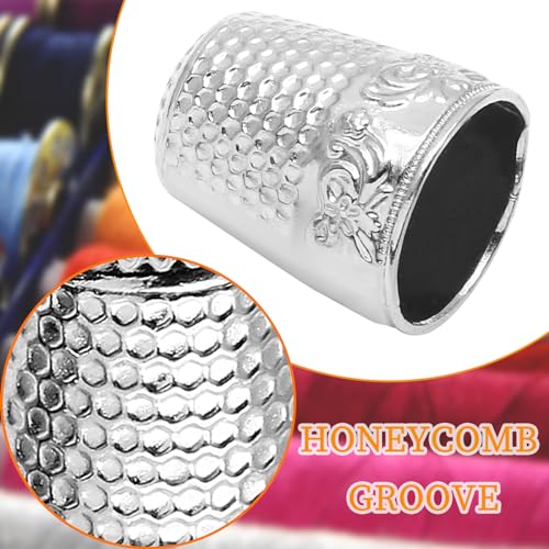 Coufce 4 Pcs Silver Metal Sewing Thimble - color: Silver