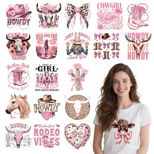 20 Pcs Western Cowgirl DTF Transfers Ready to Press DIY Clothes - color: Western Cowgirl