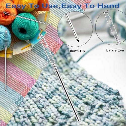 Large-Eye Blunt Needles, Sewing Needles, Stainless Steel Embroidery Thread Needle, Handmade Yarn Knitting Needles Leather Needle, Suitable for Crochet Project. (15 PCS) - color: 15 PCS