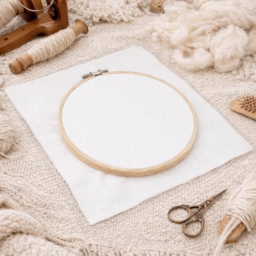 10 PCS Linen Embroidery Fabric, Pre-Cut Solid Color, Bright White - color: Bright White 10 Pcs