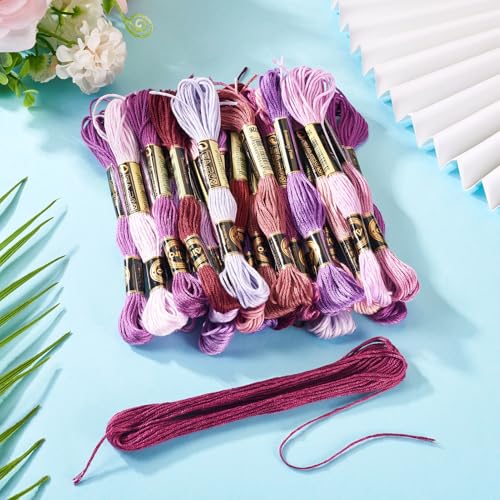 FASHEWELRY 210 Yards Embroidery Thread Bulk Purple Crewel Cross Stitch Threads 1mm Polyester Embroidery FlossThread for Jewelry Making Bracelet Knitting Stitch Supply - color: Purple, size: 1mm