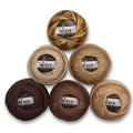 6 Balls Premium Pearl Cotton Embroidery Thread Size 8 | 100% Egyptian Cotton Crochet Yarn | Cross Stitch Embroidery Yarn | Oeko TEX Certified | 10 Grams per Ball (Brown Tones) - color: Brown Tones
