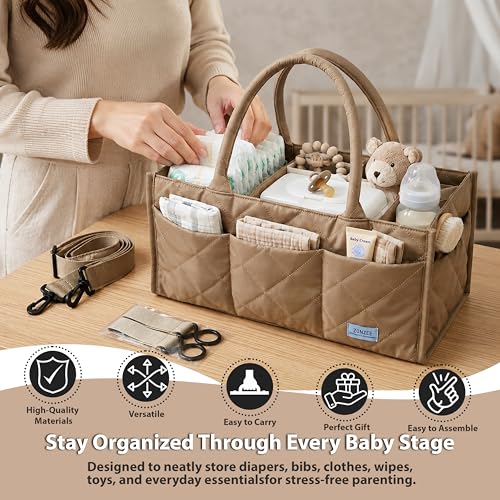 Baby Diaper Caddy Organizer, Khaki - color: Khaki