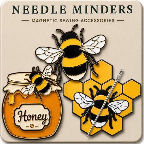 Kraftex Magnetic Needle Minder. Needleminder for Embroidery & Sewing. Cute Needlepoint Accessories. Magnetic Needle Holder for Cross Stitch. Cute Magnet Pin Gift - color: Bee