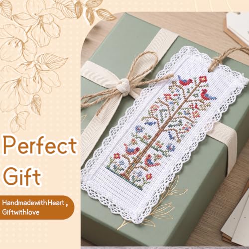 Fuyoooo 50 Pcs Blank Cross Stitch Bookmarks, White Lace Edge - color: White, style: Lace Edge