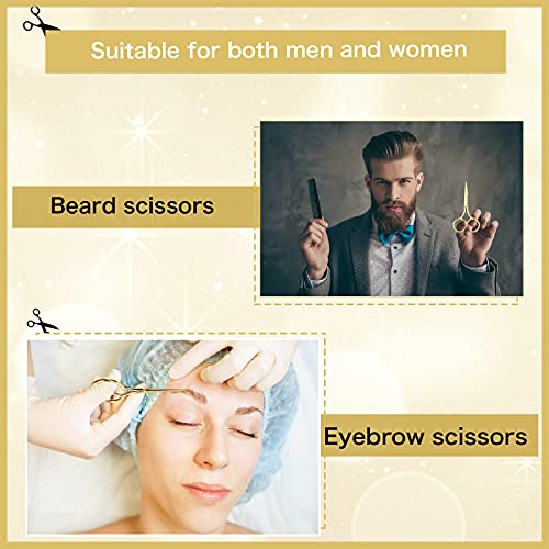 Mudder 3 Pack Small Eyebrow Nose Scissor Stainless Steel Scissor, Gold - color: Gold