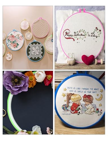 GLOGLOW 5 Inch Plastic Embroidery Hoop, Adjustable Tension Screw - size: 5in