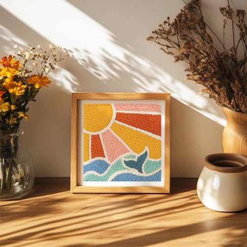 Doodlream Sun and Ocean DIY Punch Needle Embroidery Kit for Adult Beginner - color: Sun and Ocean