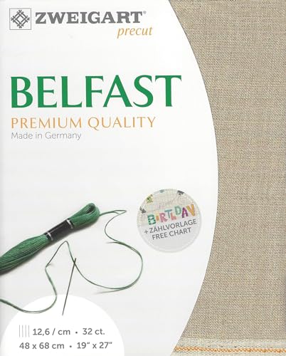 Wizardi Belfast 32 Count Raw. Needlework Canvas, Cross-Stitch Fabric, Embroidery Cloth, Needlepoint Canvas. 3609/53 Precut Zweigart - color: Raw