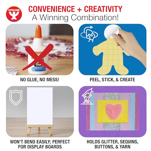 Hygloss Sticky Collage Frames - 6 Pack 6” x 8” Self Stick Collage Boards for Kids - Peel & Stick Mounting Boards for Art Projects, School Crafts, Classrooms, and DIY Displays - size: 6-Pcs, style: Frame 6” x 8”
