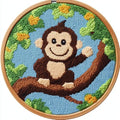 Punch Needle Kits for Beginners Cartoon Monkey on Tree 20x20cm-3 - color: 13-Monkey
