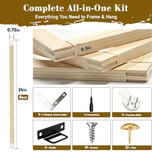 2 Set 24x24 in Canvas Stretcher Bars for Painting Embroidery Needlepoint - size: 2Pack 24x24In